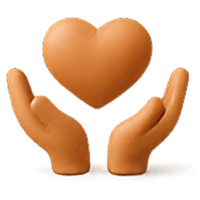 Heart and hands showing generosity