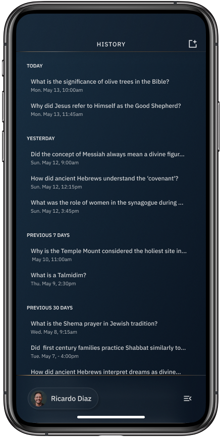 Save AI conversations to build your Bible study library