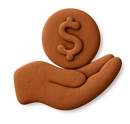 support icon hand givin a coin made of clay