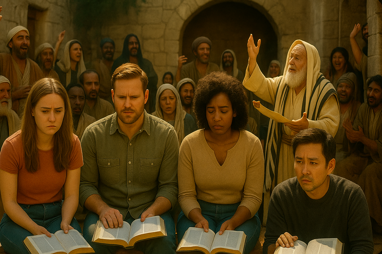 Bible study group exploring Jewish context